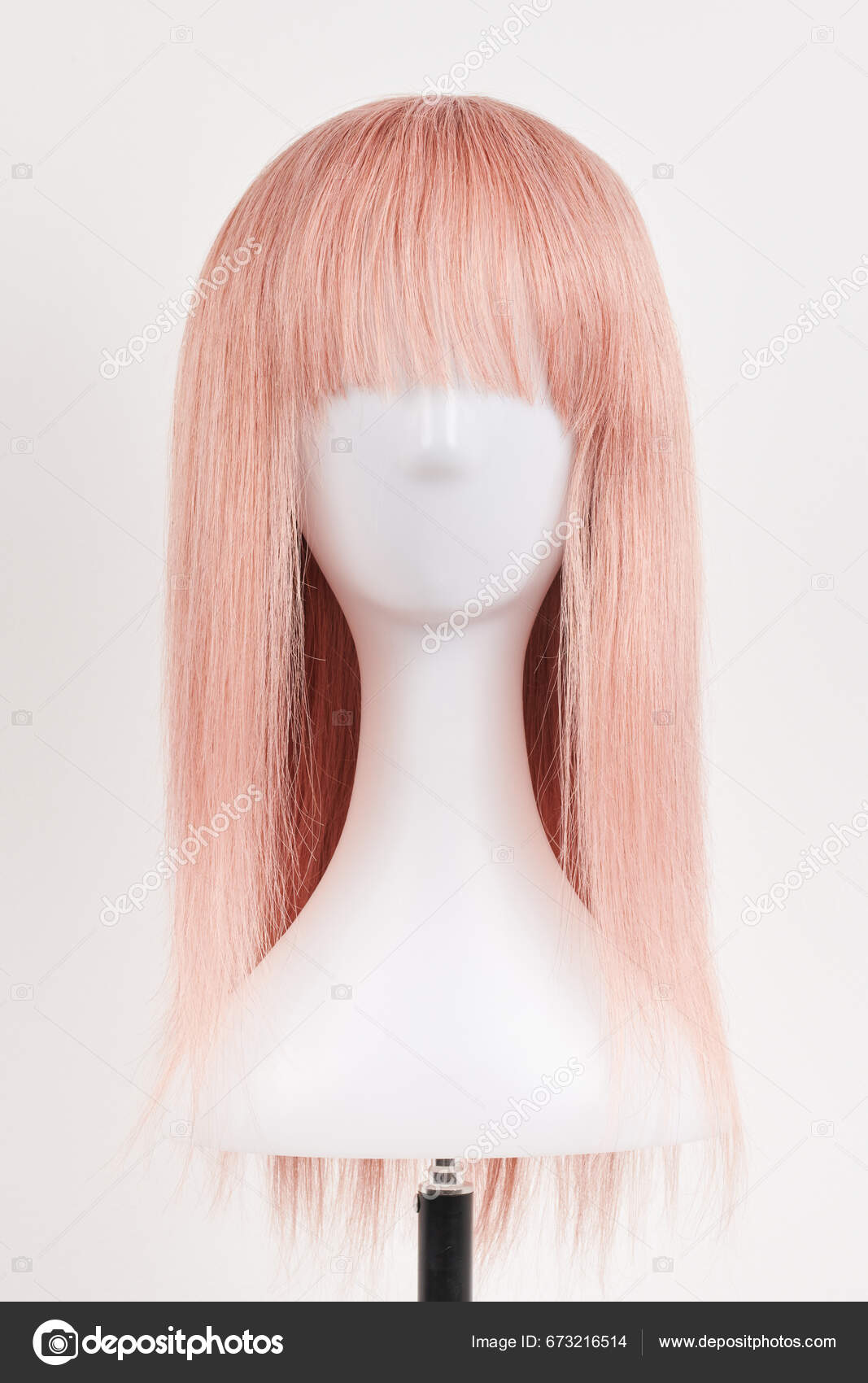 Natural Looking Pink Blonde Wig White Mannequin Head Long Hair